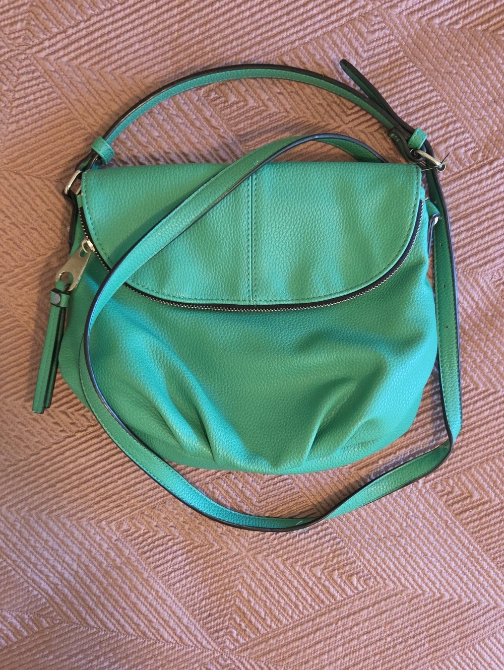 Mint Green Pebbled Leather Crossbody Shoulder Bag